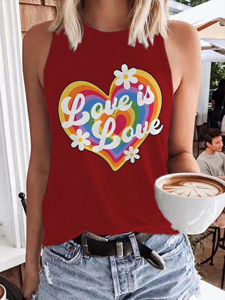 Women'S Love Is Love Round-Neck Sleeveless Vest