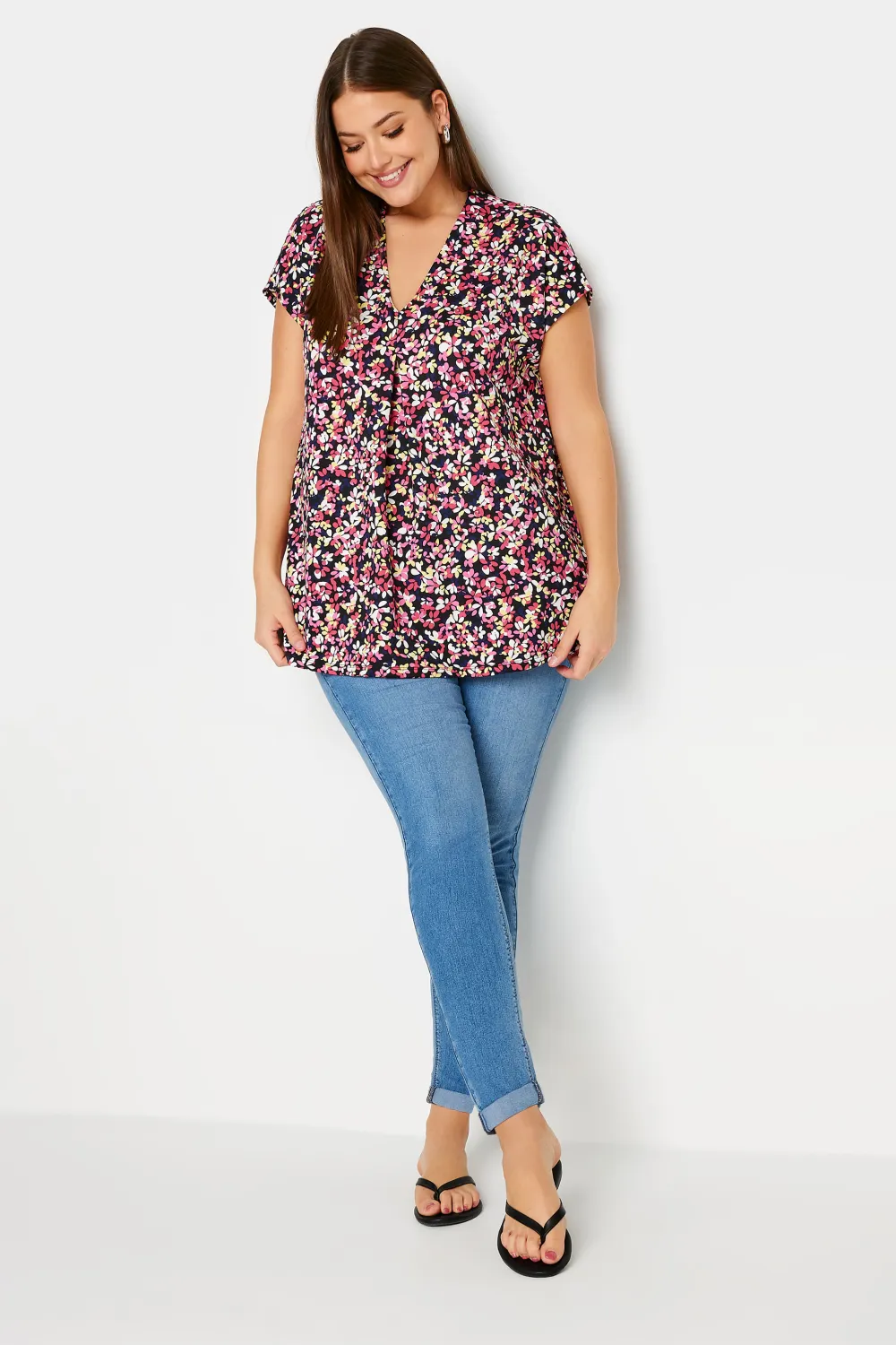 YOURS Curve Blue Leopard Print Pleat Front Blouse