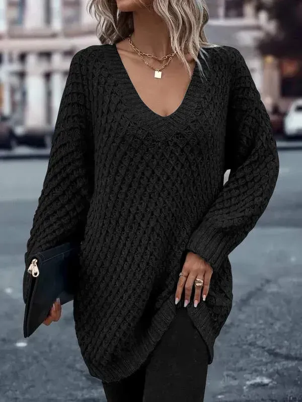 Solid Drop Shoulder Cotton Oversized Sweater