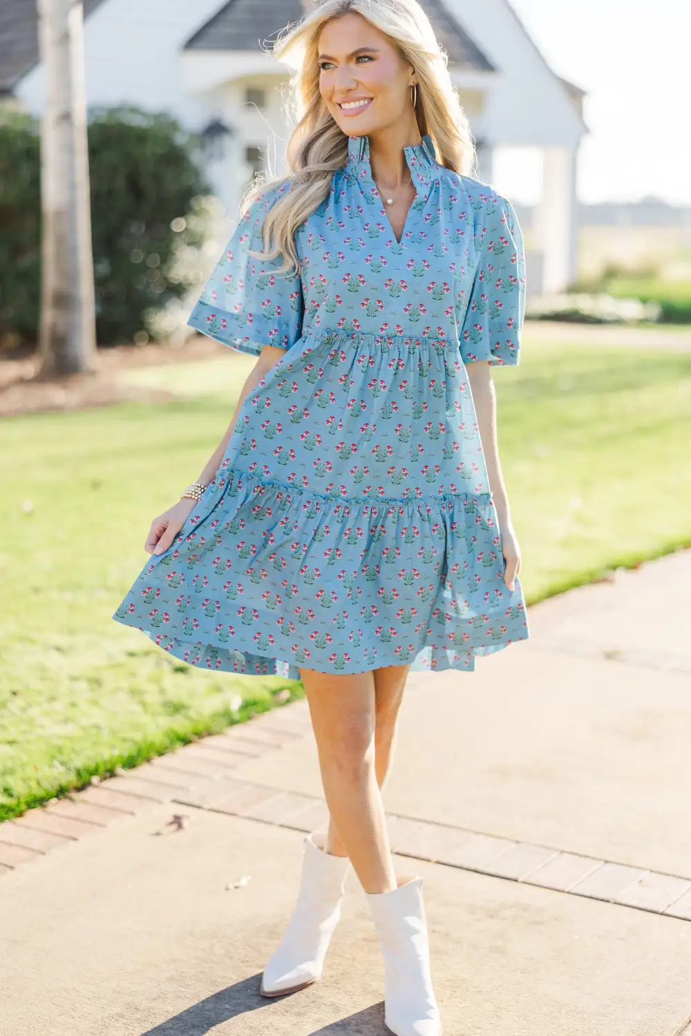 Feeling Your Best Blue Medallion Dress