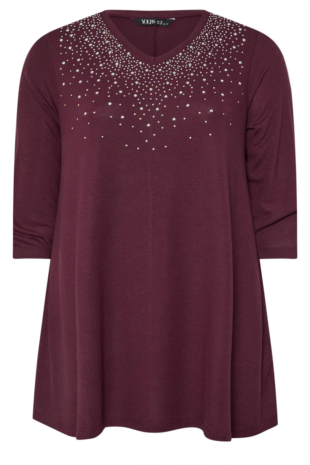 YOURS Curve Purple Diamante Stud Swing Top