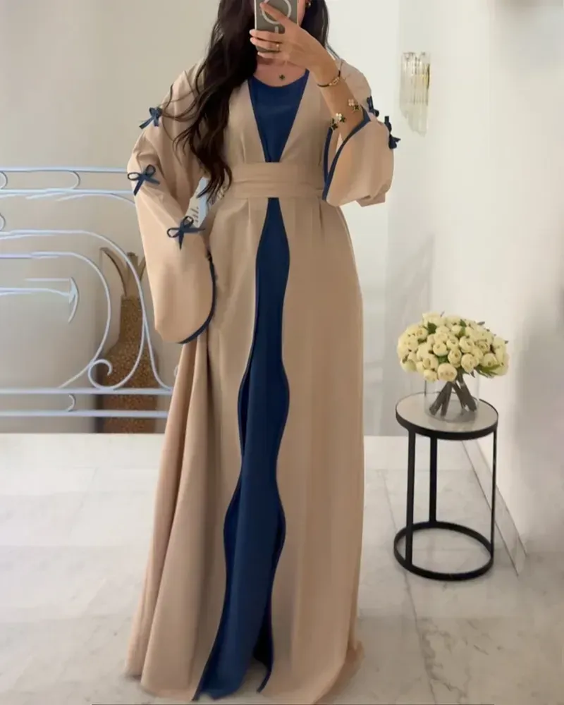 Elegant Bow Cardigan & Dress Two-Piece Set