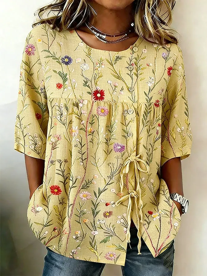 Women'S Floral Art Printed Casual Shirt
