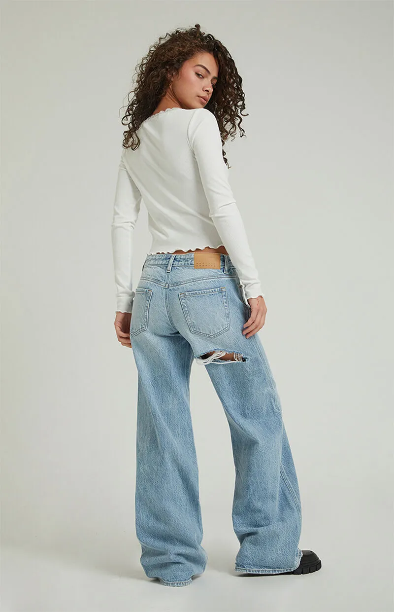 PacSun Casey Light Indigo Butt Slit Low Rise Baggy Jeans