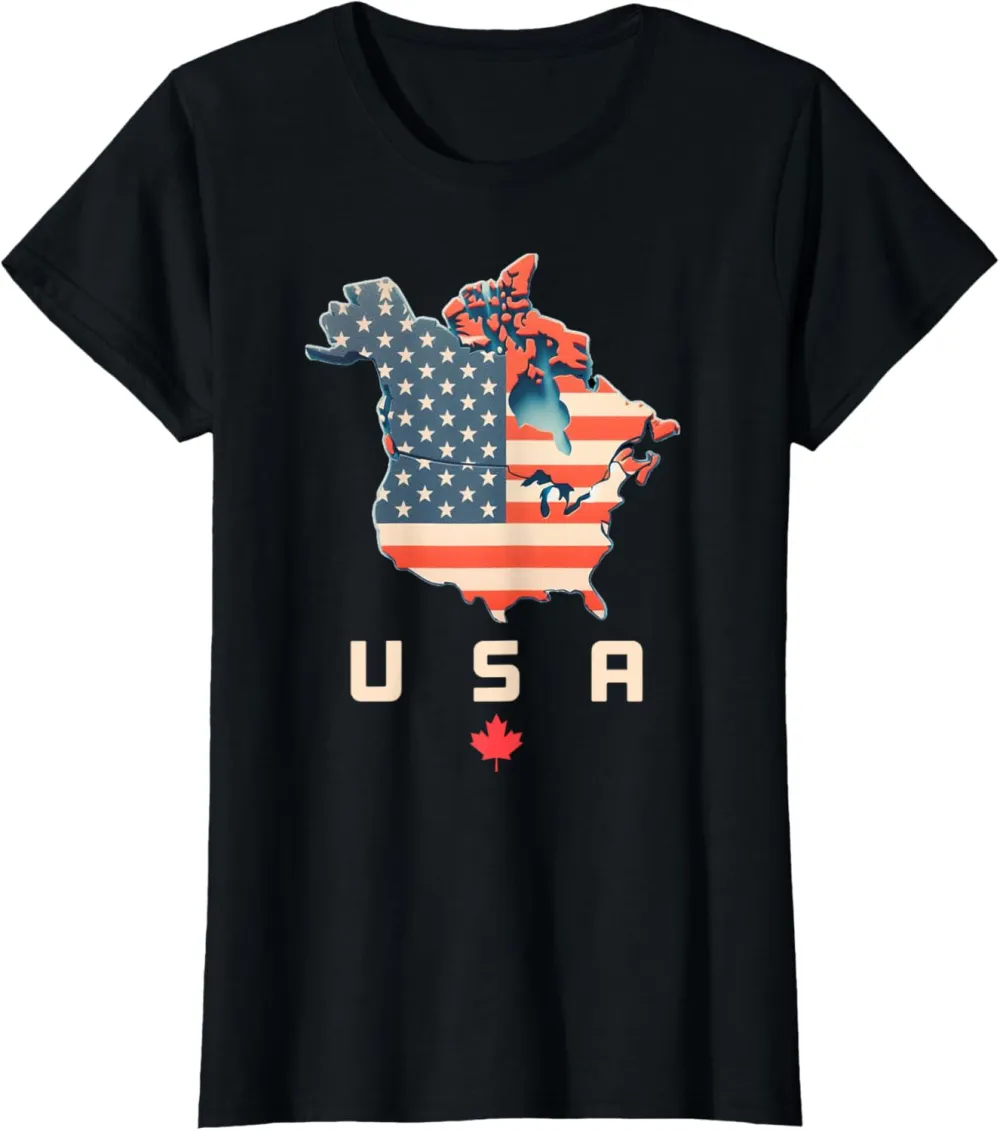 Shirt with Canada and USA map - Annex America’s 51st state! T-Shirt