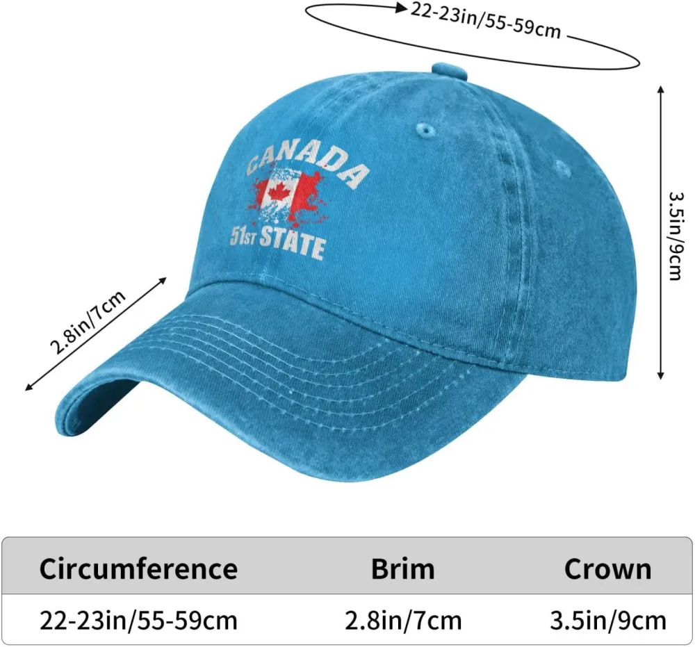 Make Canada 51st State Hat Washed Denim Unisex Fashion Trucker Baseball Cap