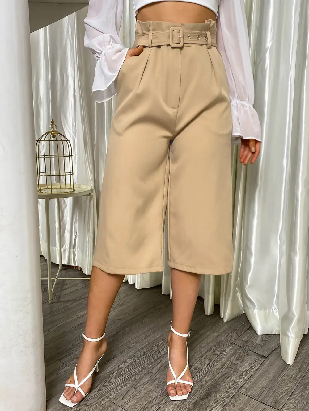Belted Wide Leg Pants