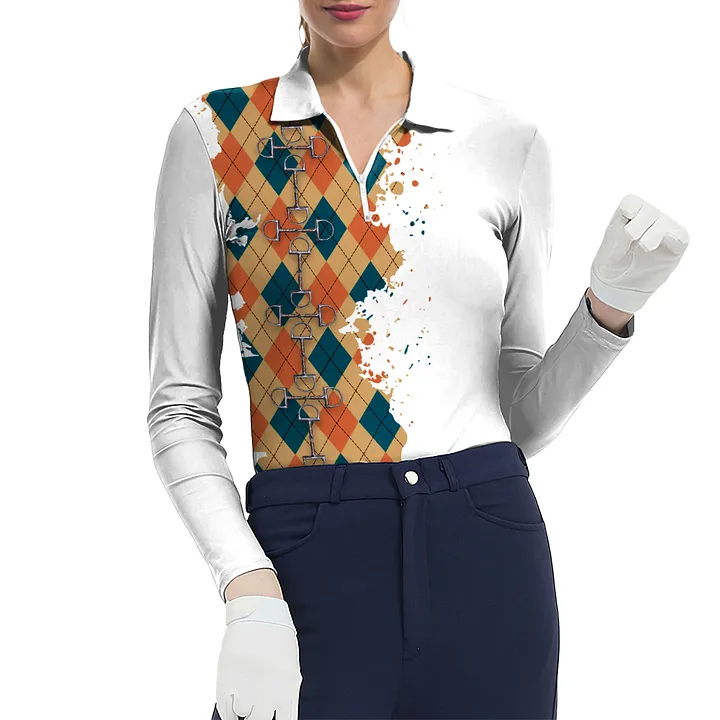 Women's Riding Style Horse Bibs Print Long Sleeve Casual Lapel Shirt