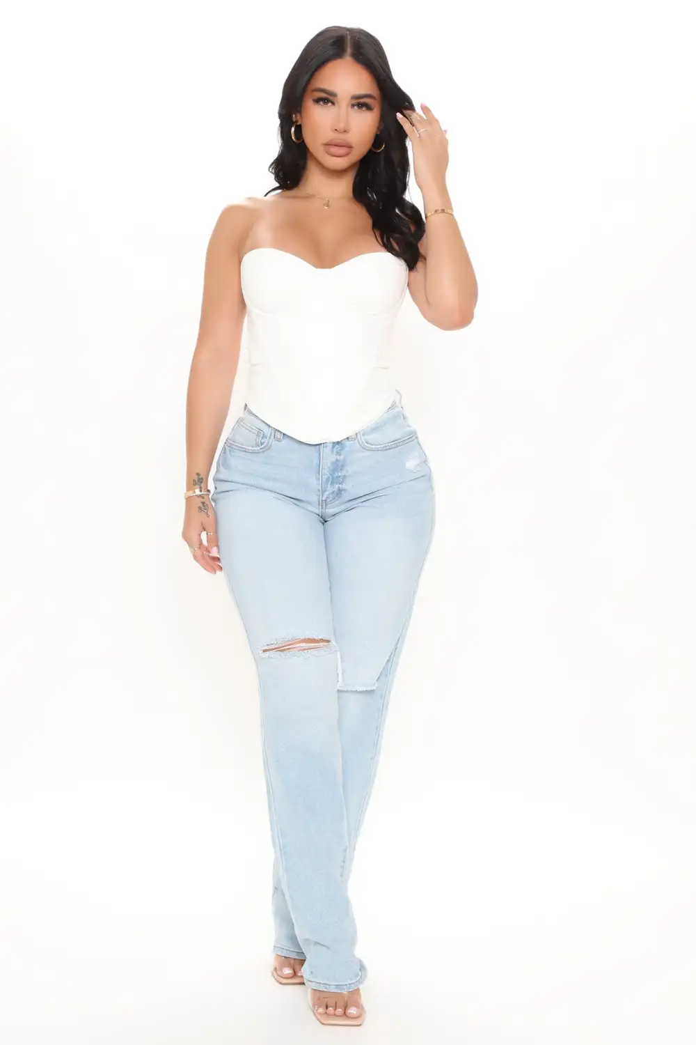 Bae For Tonight Faux Leather Corset Top - White