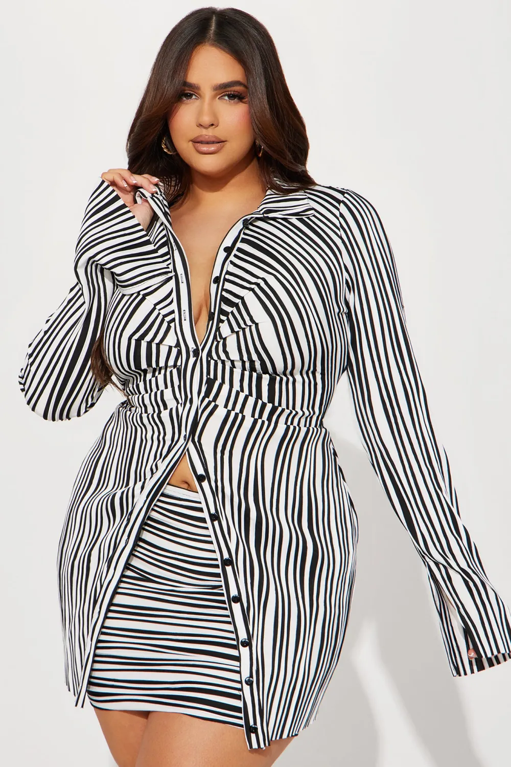 Dizzy You Up Skirt Set - White/Black