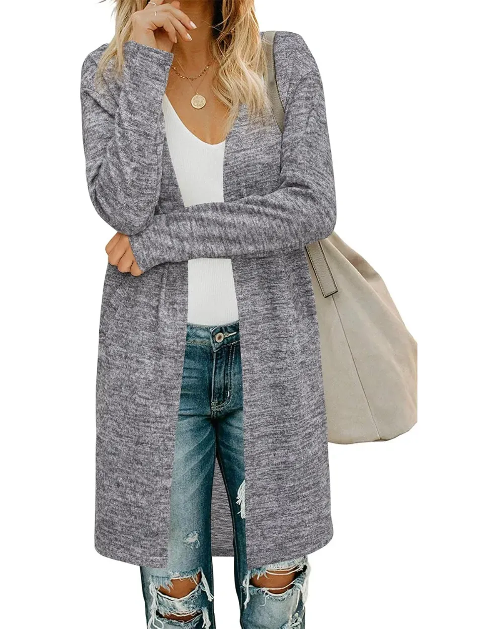 Women's Long Sleeve Lightweight Cardigan with Pockets Jacket