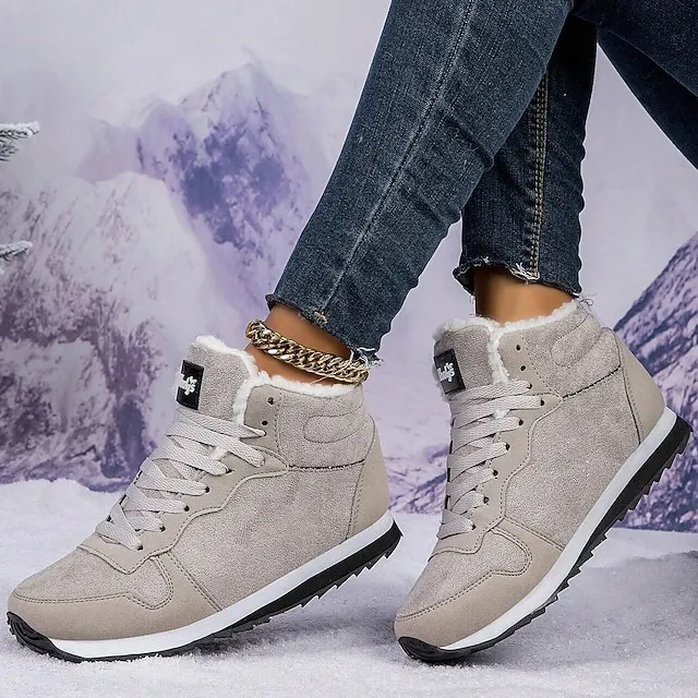 Women's Sneakers Boots Snow Boots Plus Size Comfort Shoes Outdoor Work Daily Flat Heel Round Toe Fashion Sporty Classic Running Walking Faux Suede Lace-up Solid Color