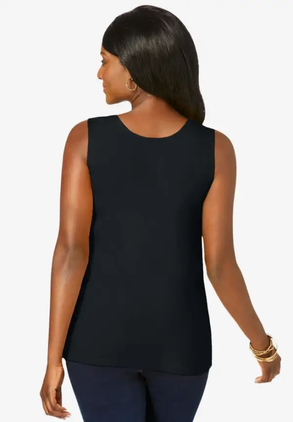 Stretch Cotton Horseshoe Neck Tank