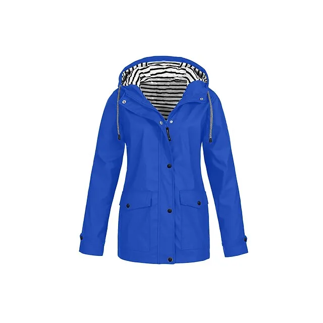 Women's Raincoat Waterproof Jacket Winter Windproof Trench Coat Fall Outdoor Hiking Jacket Winter Coat Zip up Hooded Jacket with Pocket Warm Outerwear Long Sleeve Pink Yellow White Gray