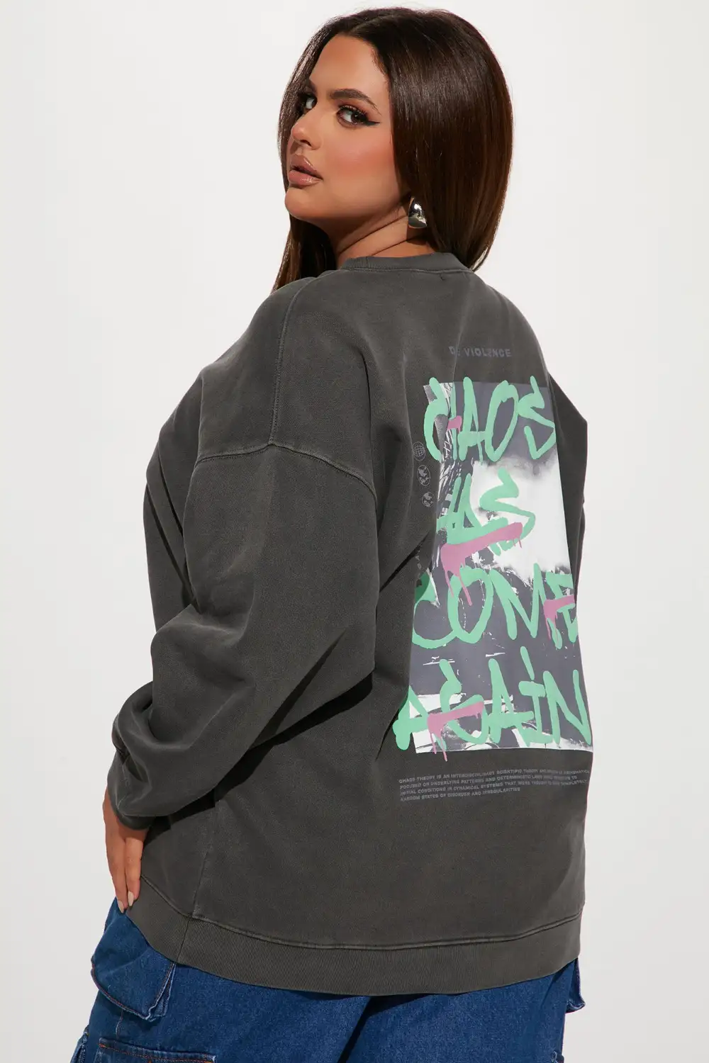 Break The Rules Puff Print Sweatshirt - Charcoal