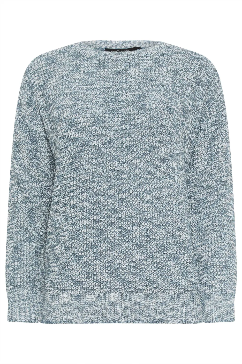 M&Co Blue & Cream Twisted Yarn Crew Neck Jumper