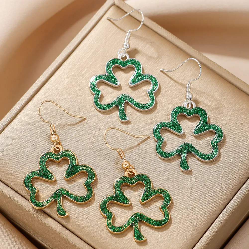 St. Patrick's Day Hollow Green Earrings For Women