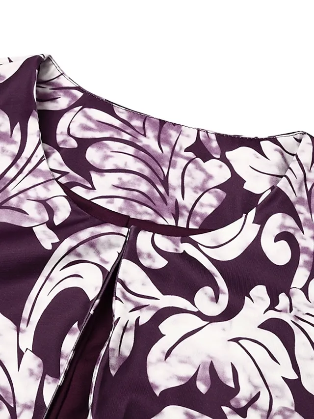 Women‘s Plus Size Curve Dress Set Print Crew Neck Long Sleeve Spring Fall Elegant Maxi long Dress Formal Party Dress