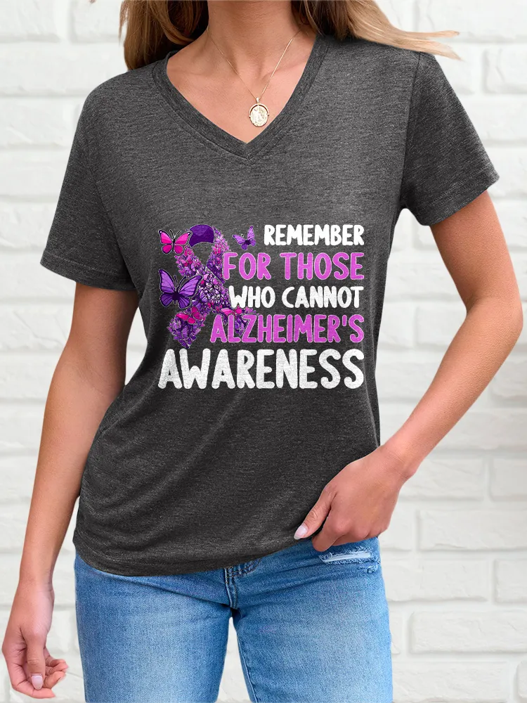 Women'S Short-Sleeved T-Shirt Remember For Those Who Cannot Alzheimer'S Awareness Prints