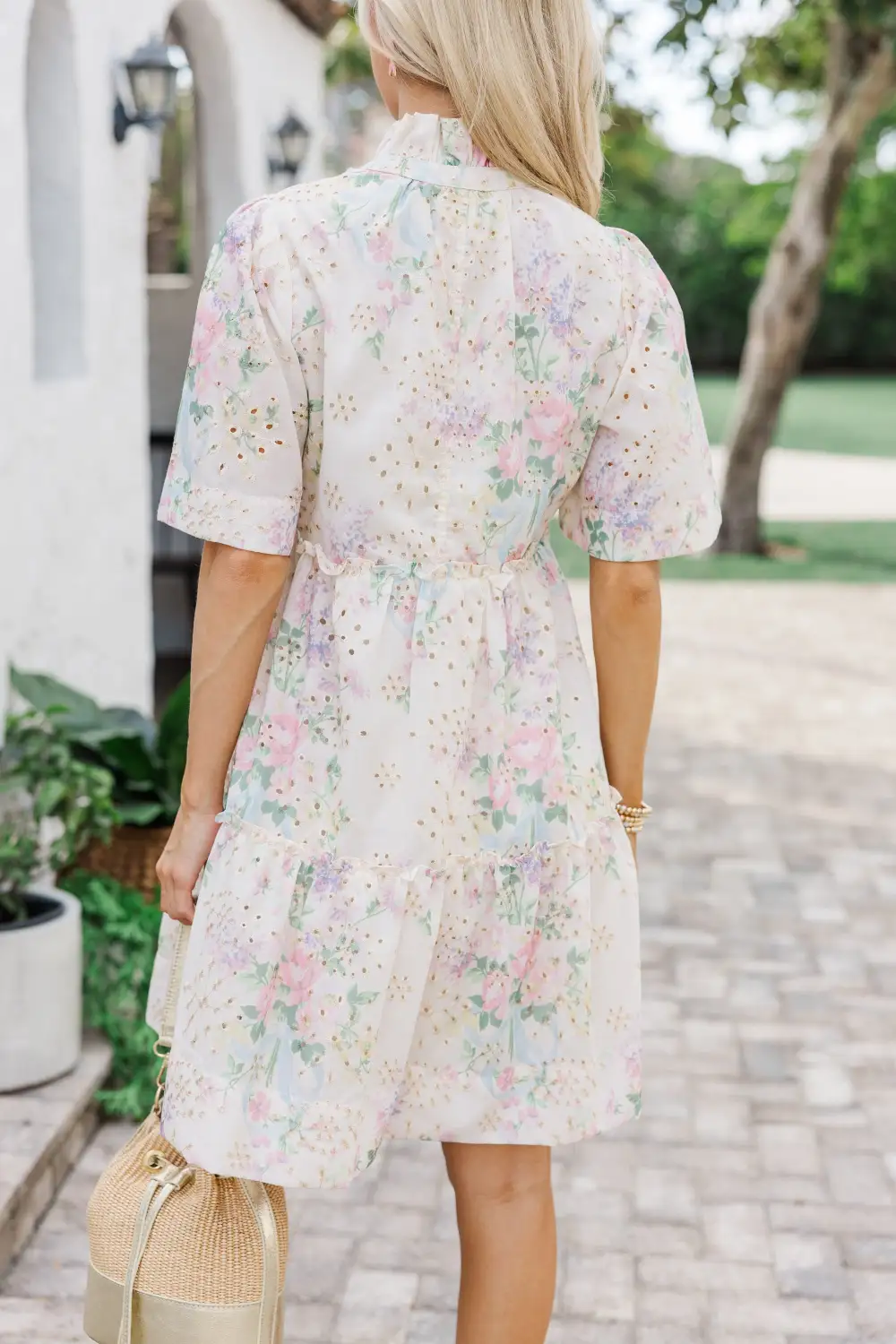Feeling Your Best Cream Floral Eyelet Dress
