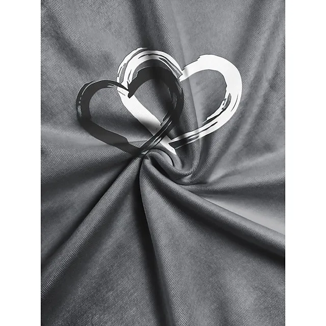 Women's T shirt Tee Heart Gray Print Short Sleeve Valentine Weekend Basic V Neck Regular Fit