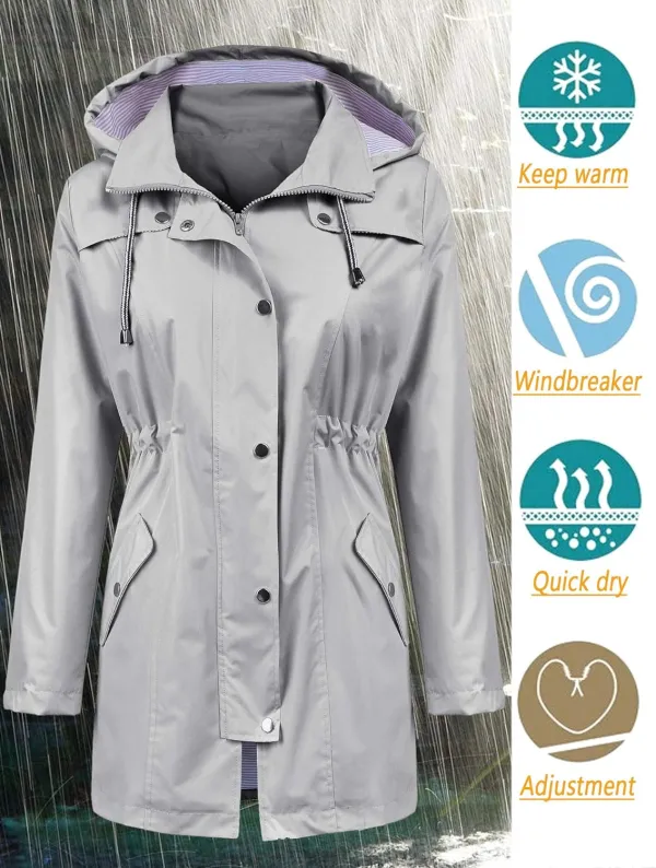 LOMON Raincoat Women Waterproof Long Hooded Trench Coats Lined Windbreaker Travel Jacket S-XXL