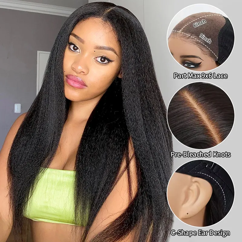 9x6 Lace Parting Max Glueless Wig Natural Kinky Straight / Yaki Straight Ready to Go Wig