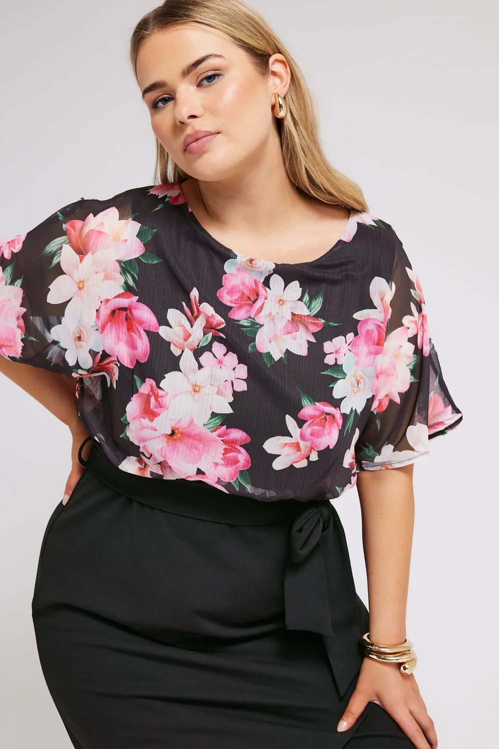 YOURS LONDON Curve Black Floral Print Dress