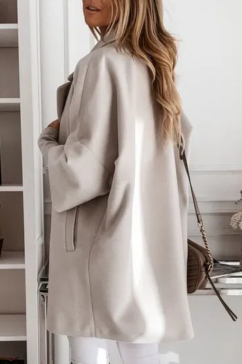 Solid Lapel 3/4 Sleeve Coat