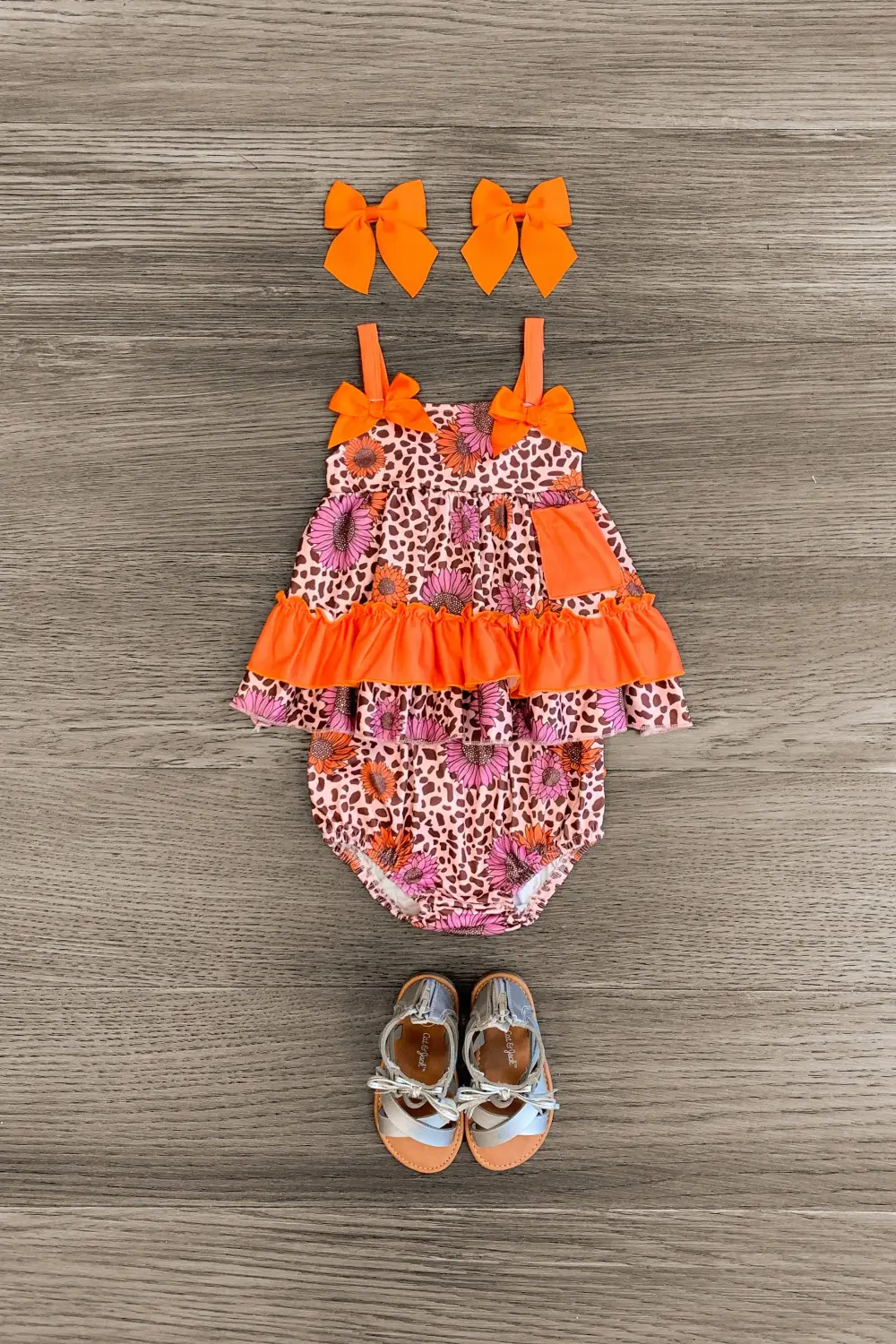 Orange Floral & Cheetah Bloomer Set