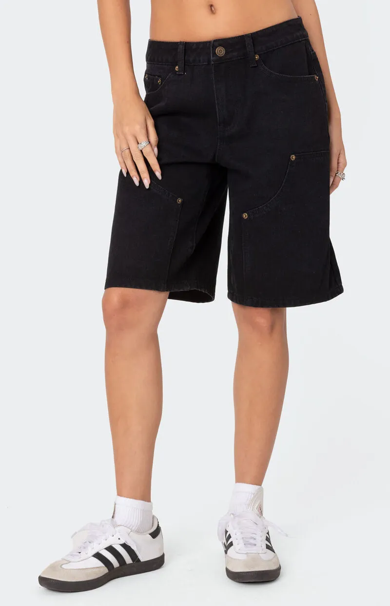 Edikted Jacqui Low Rise Denim Bermuda Shorts