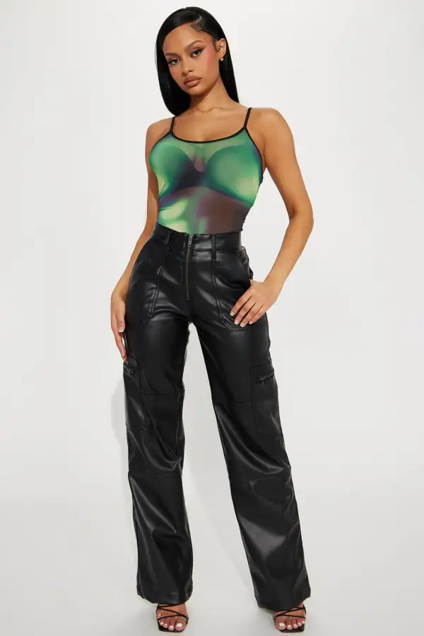 Best Side Of Me Mesh Bodysuit - Green/combo