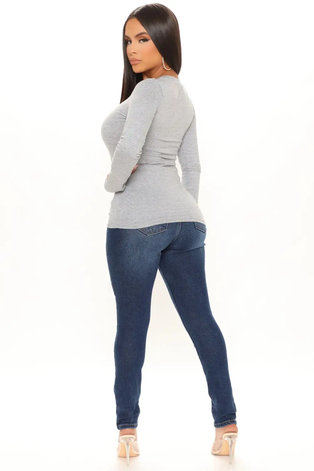 Julia Long Sleeve Top - Heather Grey