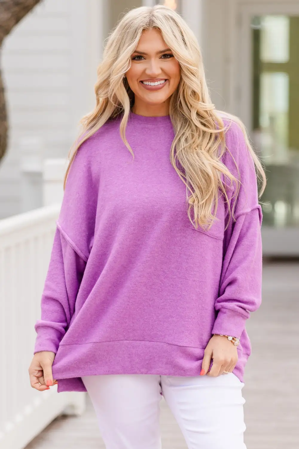 Just Take A Break Sweater, Bright Violet