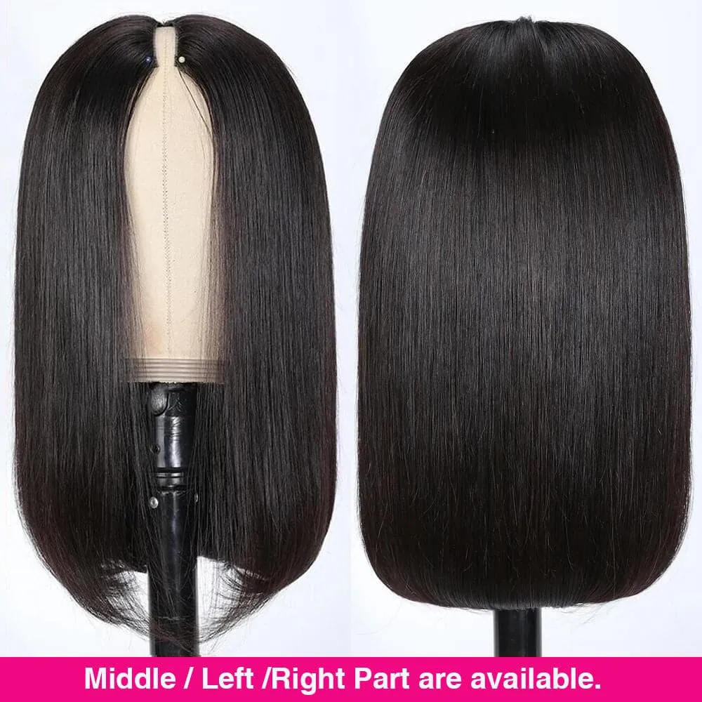 Sterly V Part Straight Bob Wig No Leave Out Thin Part Wig No Sew in Beginner Friendly
