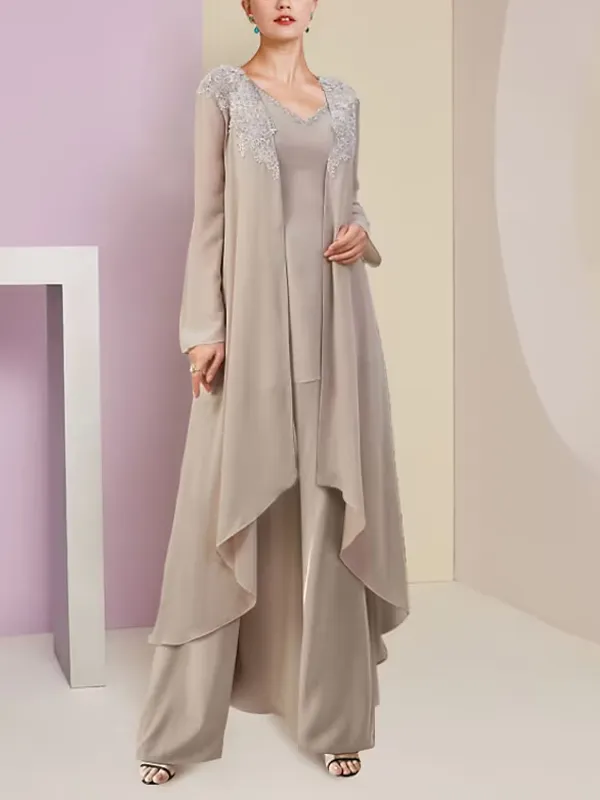 V-neck Sleeveless Solid Color Vest Top Trousers Three-piece Suit