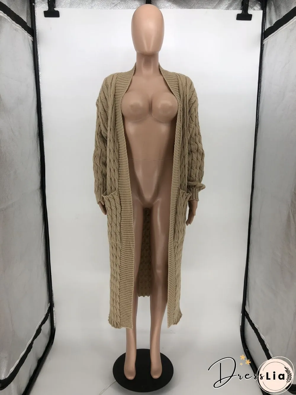 Winter Crochet Loose Long Twist Sweater Cardigan