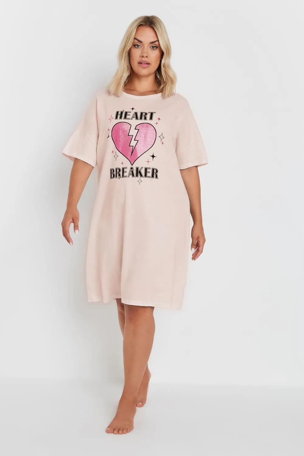 YOURS Curve Black Star Print Sleep Tee Nightdress