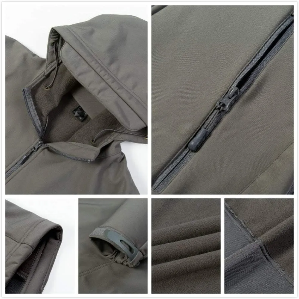 Men's Outdoor Waterproof Soft Shell Hooded Military Tactical Jacket