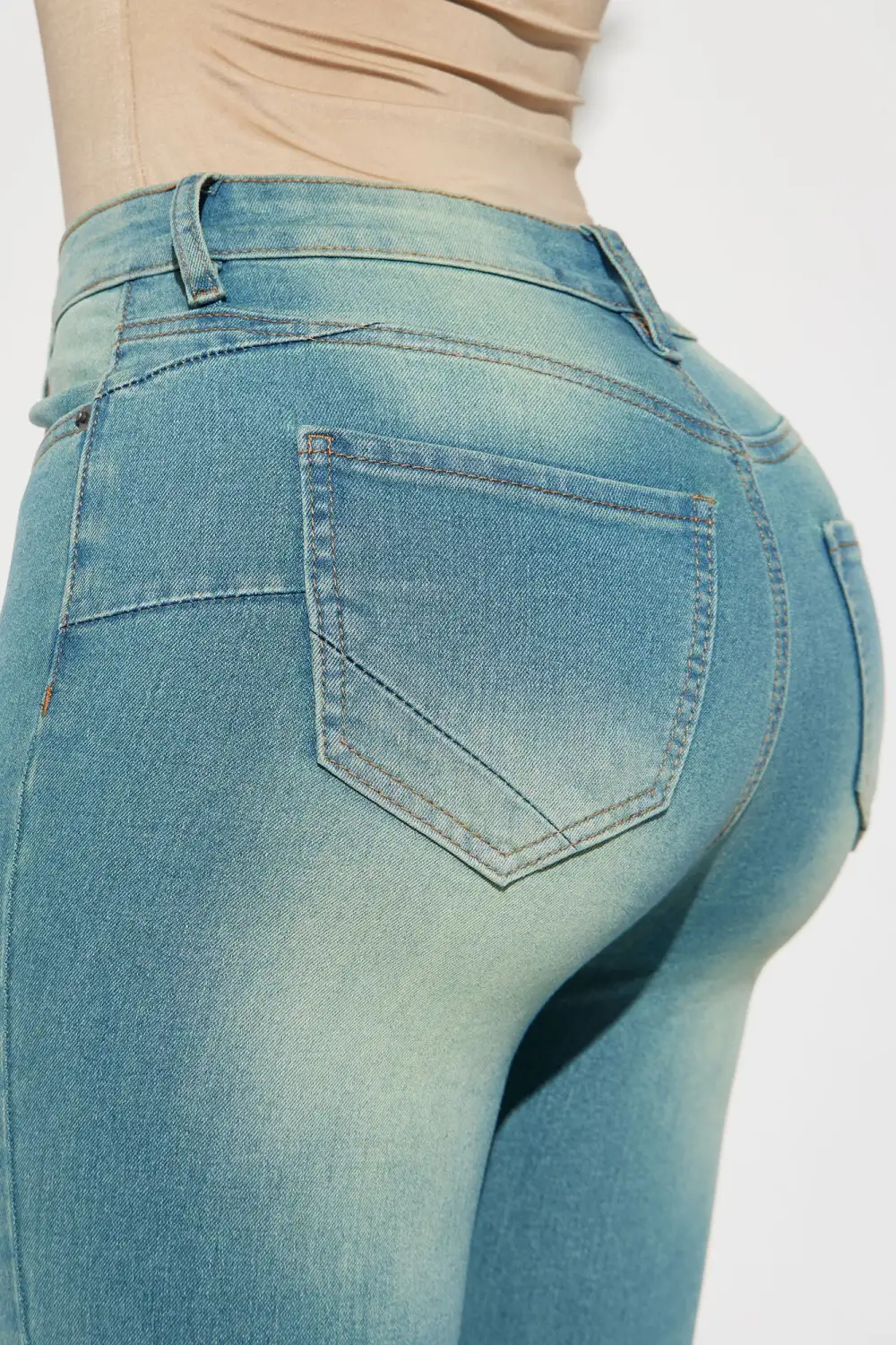 Hampton Tinted High Stretch Skinny Jeans - Medium Blue Wash