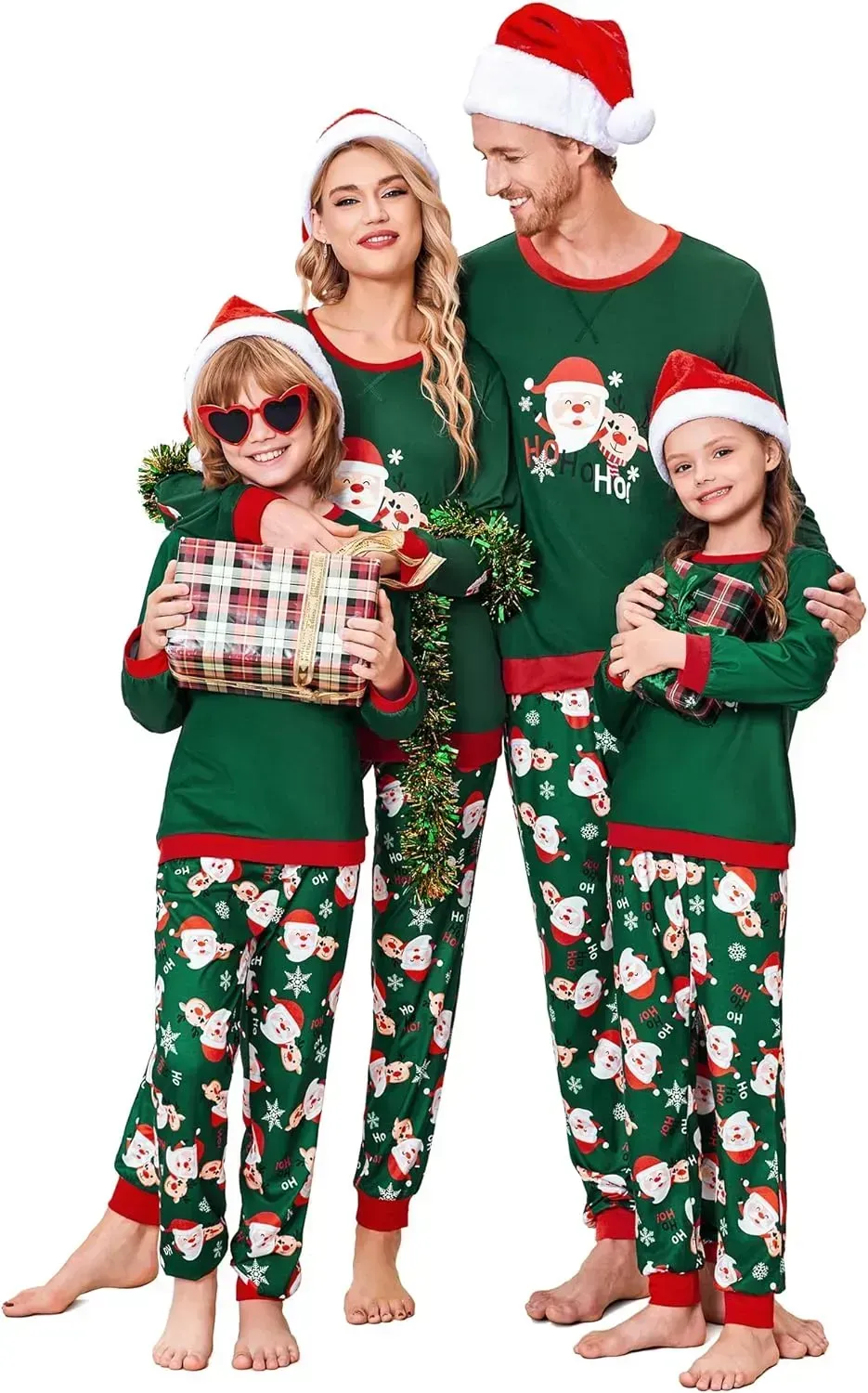 Women's Pajamas Sets Long Sleeve with Plaid Pants Soft Sleepwear O Neck 2 Piece Pjs Joggers Loung Set with Pockets