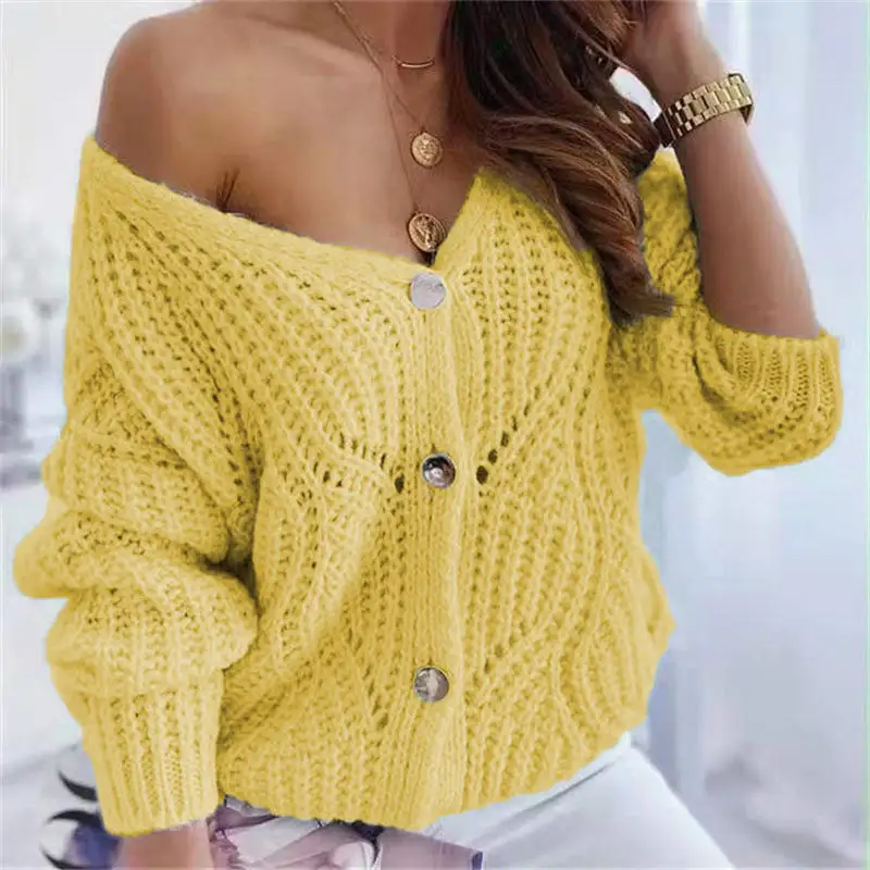 loose solid color knitted sweater coat