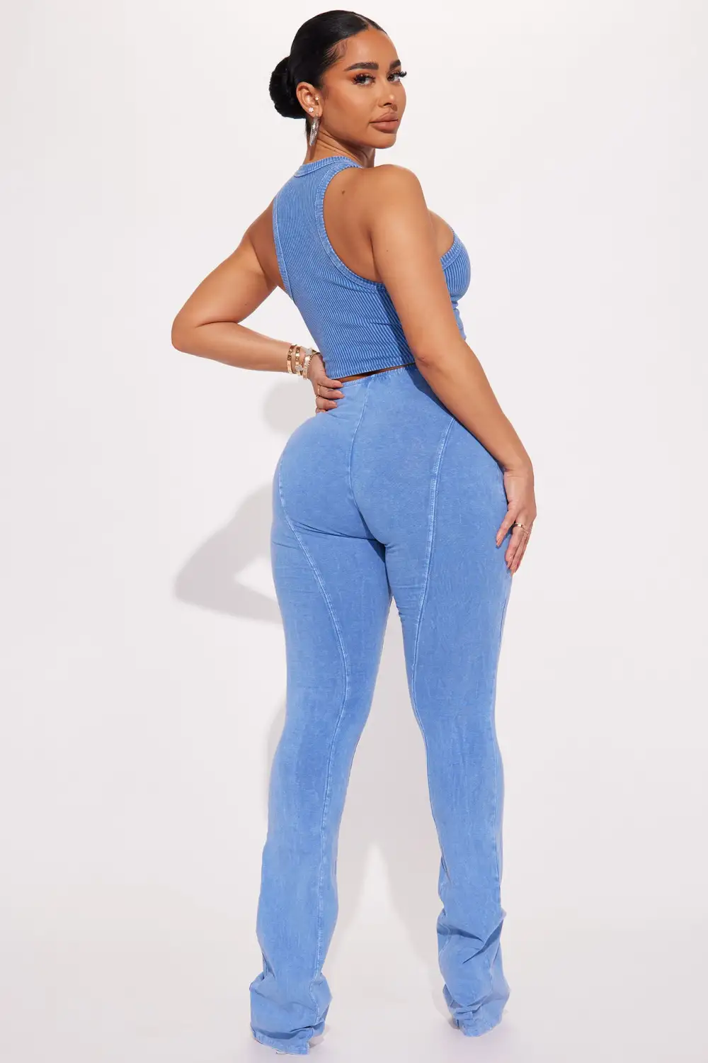 Pixie Mineral Wash Pant Set - Blue