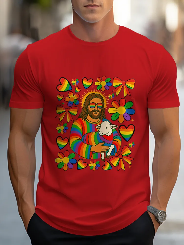 Men's Oh Men Pride Month Round Neck Short Sleeves T-Shirt