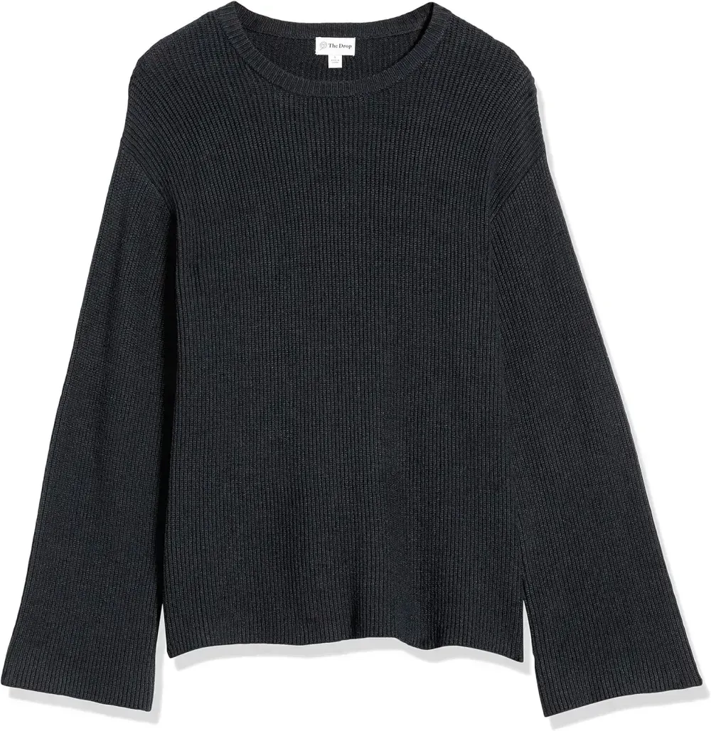 Women's Alice Crewneck Back-Slit Ribbed Pullover Sweater