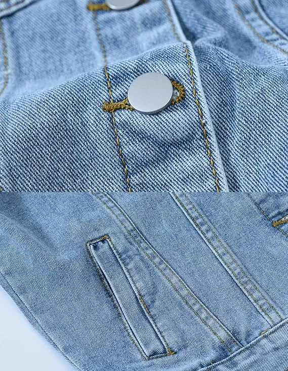 Women's Solid Color Button Denim Jacket