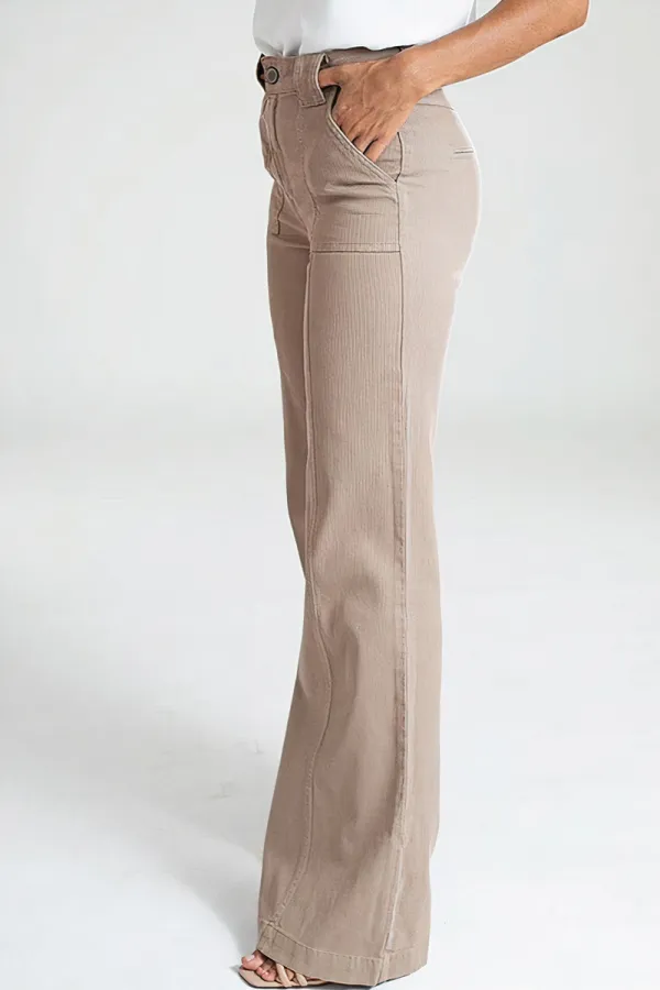Solid Seam Front Slant Pocket Pants