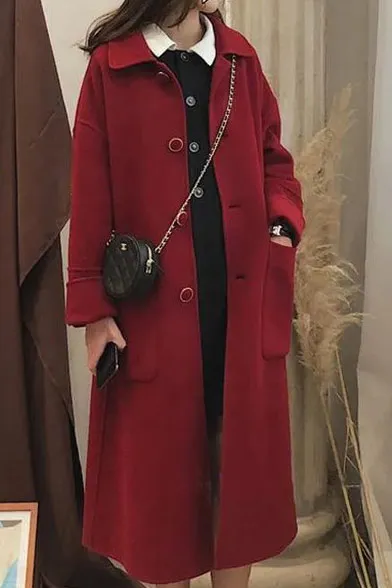 Solid Hepburn Single-Breasted Coat