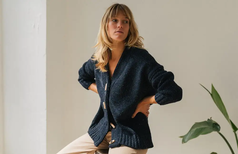 Blue Long Sleeve Plain Sweater