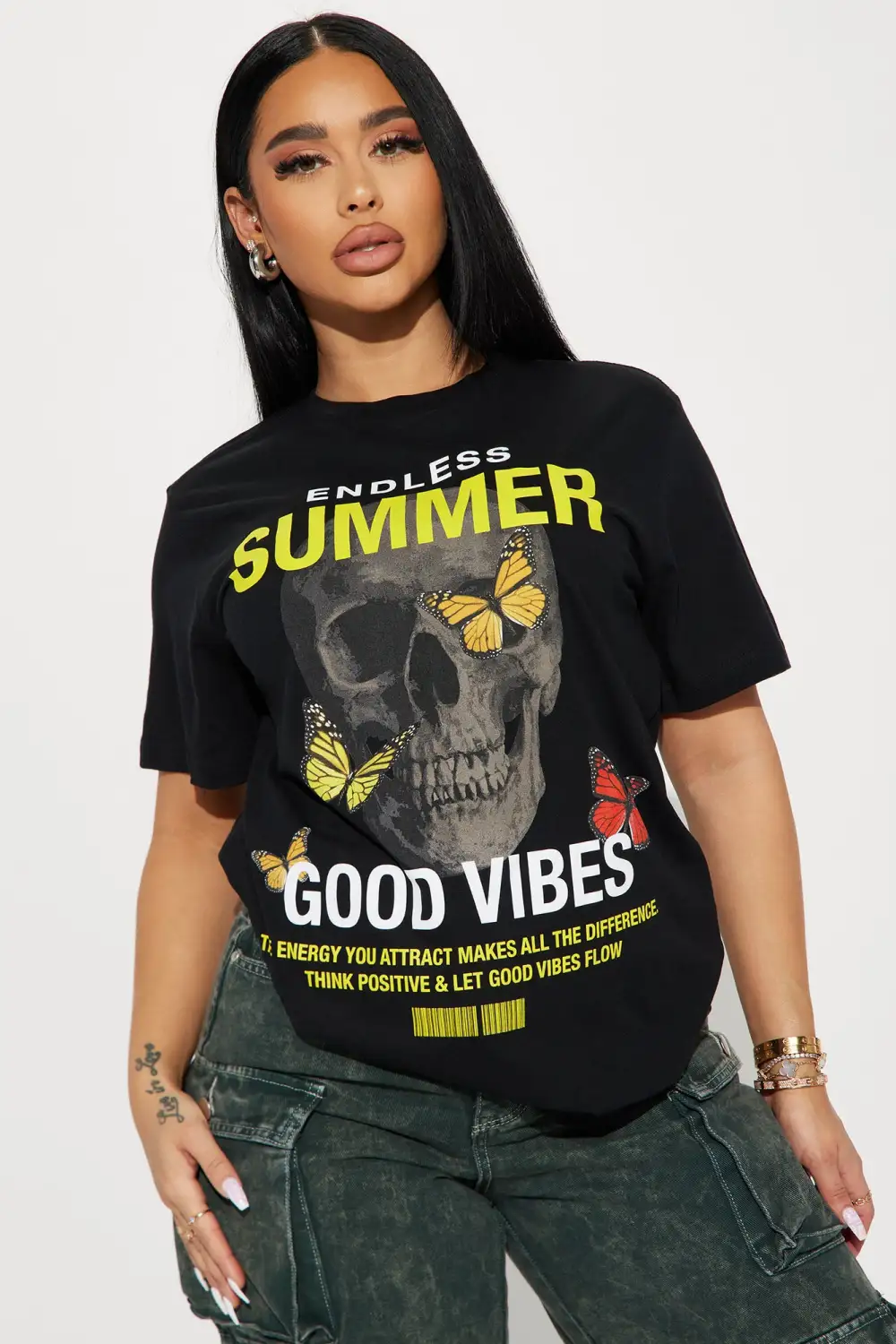 Endless Summer Skull Graphic Tshirt - Black